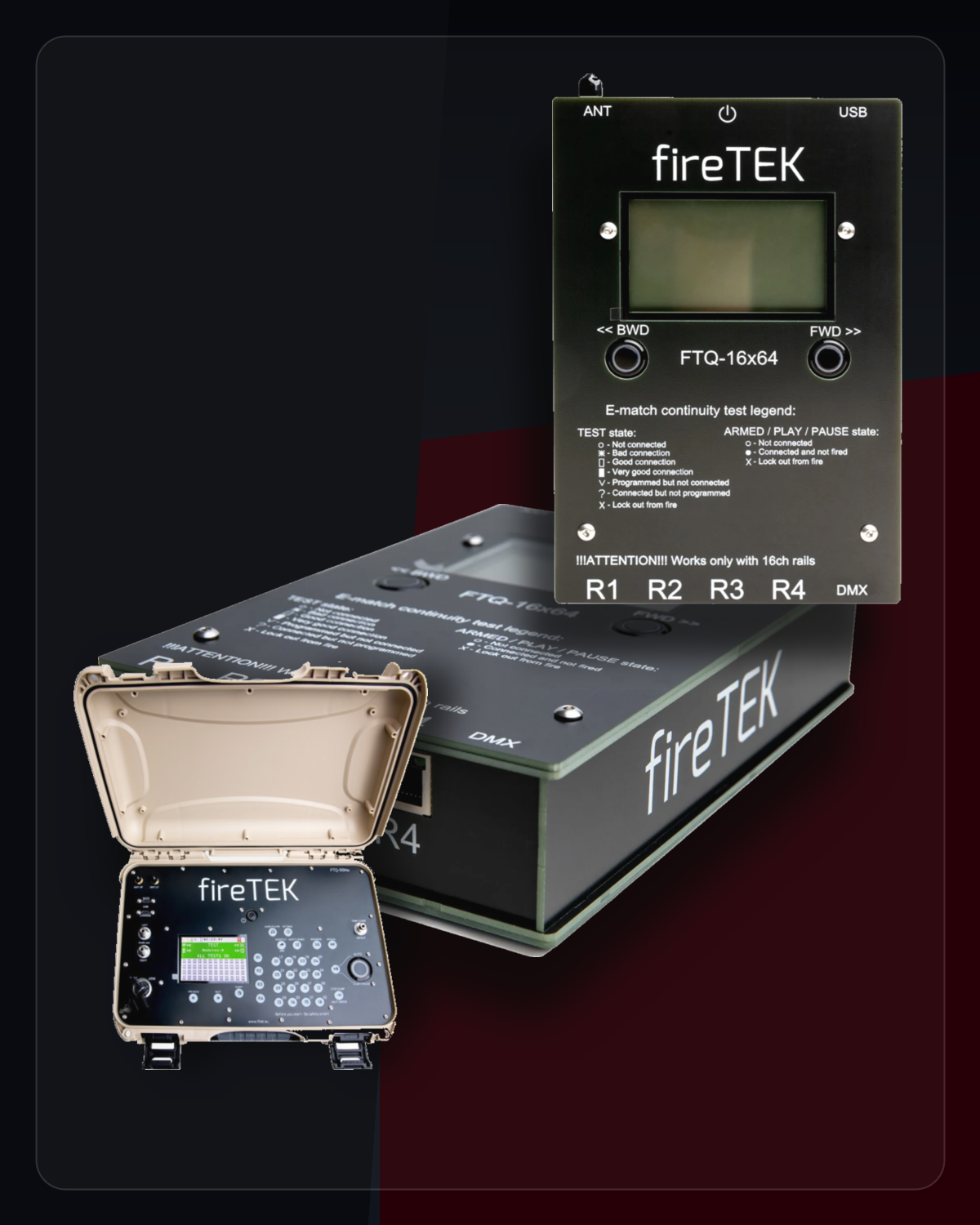 Composite of real FireTek firing modules and control cases