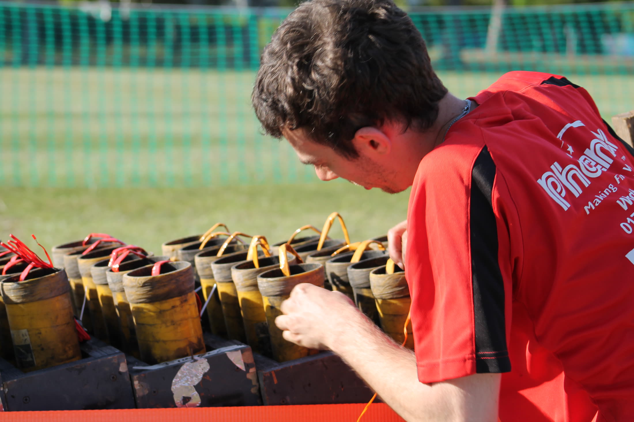 Phoenix crew preparing fireworks on site
